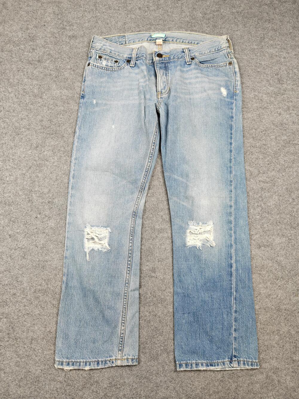 Hollister Jeans Juniors 7 Blue Light Wash Straight Relaxed 26 Inseam Distressed